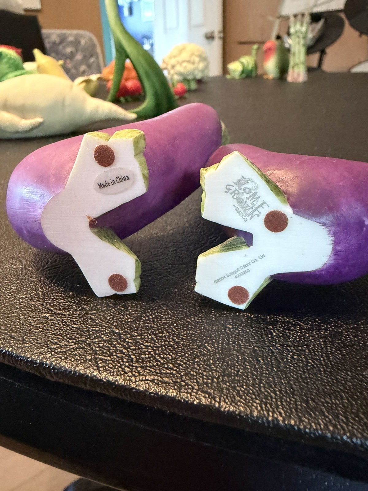 Home Grown by Enesco 2004 #4002363 Anthropomorphic Eggplant Ducks Figurine
