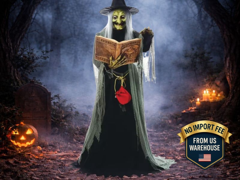 5.7' Animated Spell Speaking Witch Halloween Animatronic Haunted House Talking