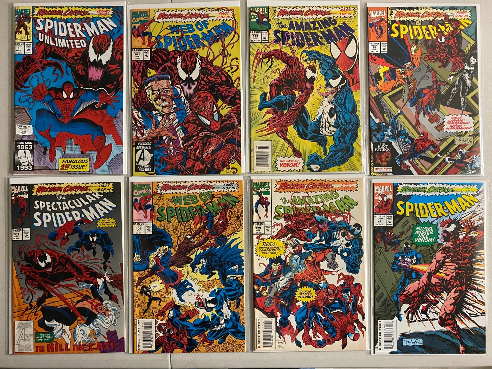 Spider-Man lot (Maximum Carnage) Marvel (6.0 FN) 14 different books (1993)