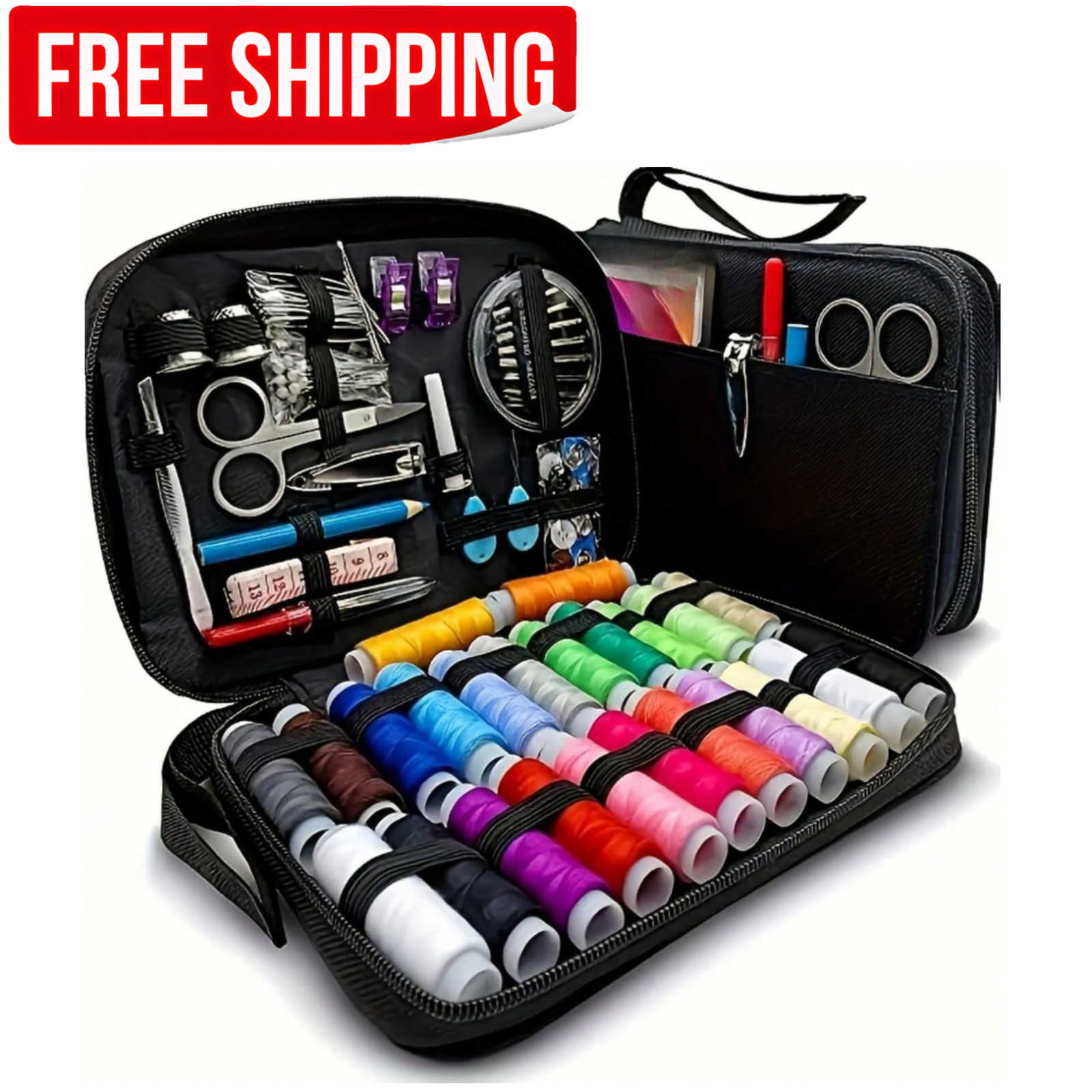 100Pc Portable Sewing Kit Set with Thread Needles Scissors Travel Sewing Supplie