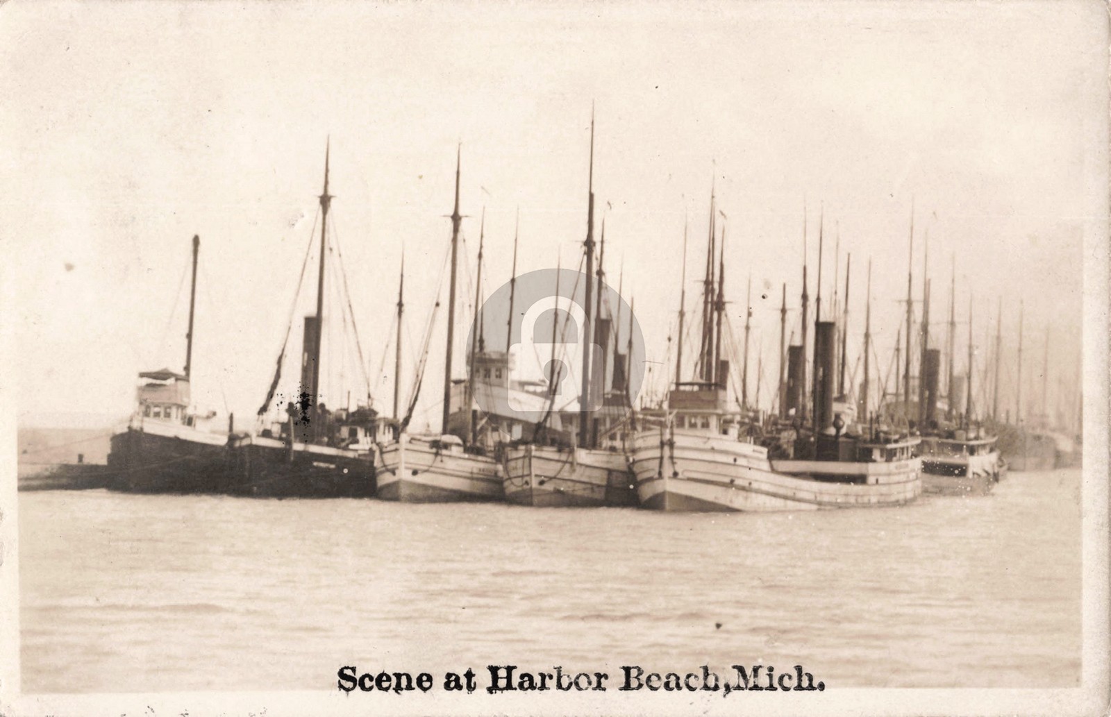 Scene at Harbor Beach MI Michigan 1911 RPPC Photo Postcard COPY