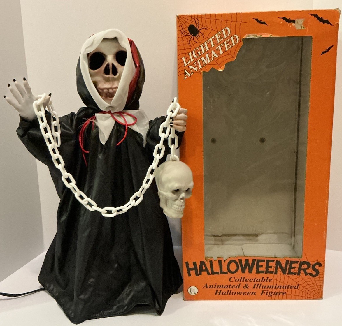 VINTAGE UNDERWRITERS LABORATORIES ANIMATED SKELETON HALLOWEEN FIGURE WORKING