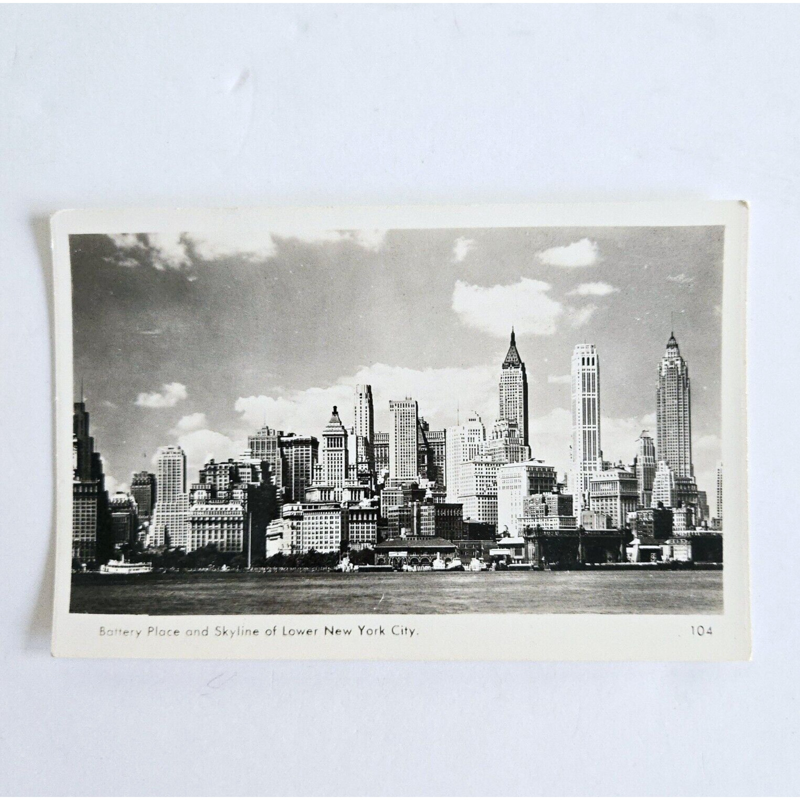 Vintage Real Photo Postcard New York City Skyline Skyscrapers Battery Place RPPC