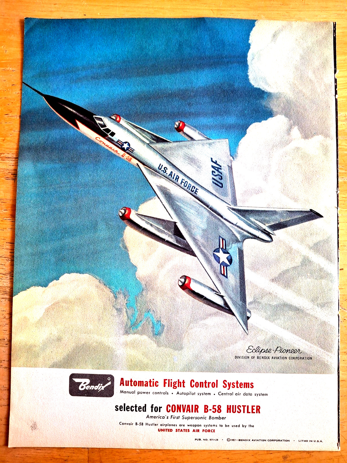 USAF CONVAIR B-58 Hustler Vintage Ad with a PB-20F Ad on Reverse 11in x 8in