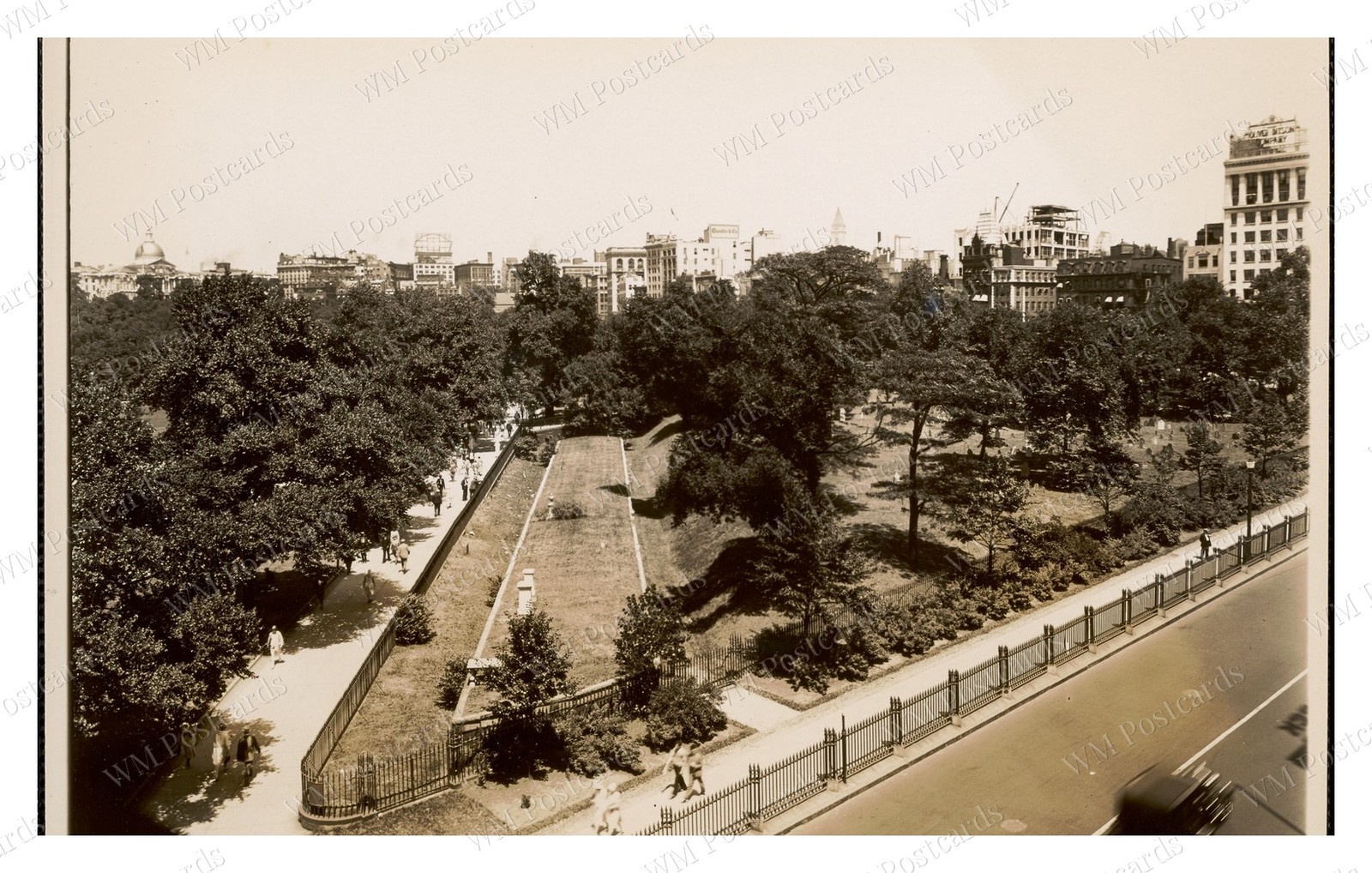 Boston Massachusetts 1920s Central Burying Ground Boston Commo Standard Postcard