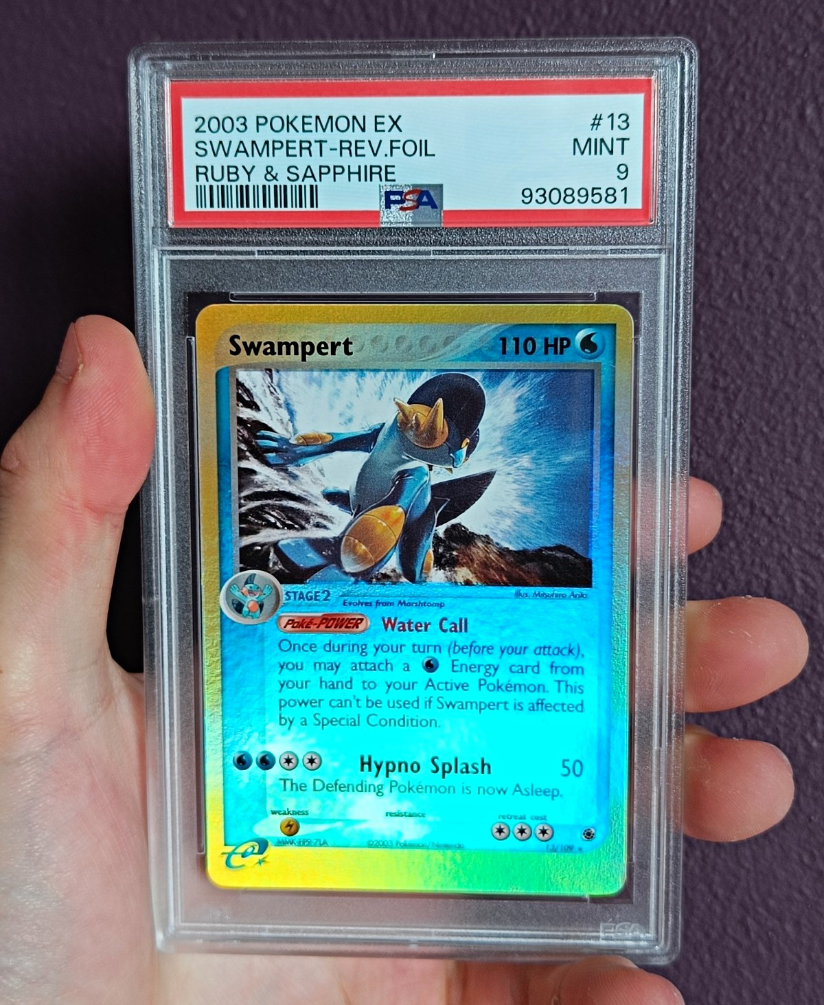 Pokemon Swampert 13/109 EX Ruby & Sapphire Reverse Holo Rare - PSA 9 Mint
