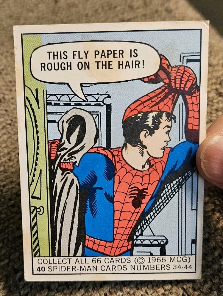 Vintage 1966 Donruss Marvel Spider-Man Rookie #40 Blue Waist Correction