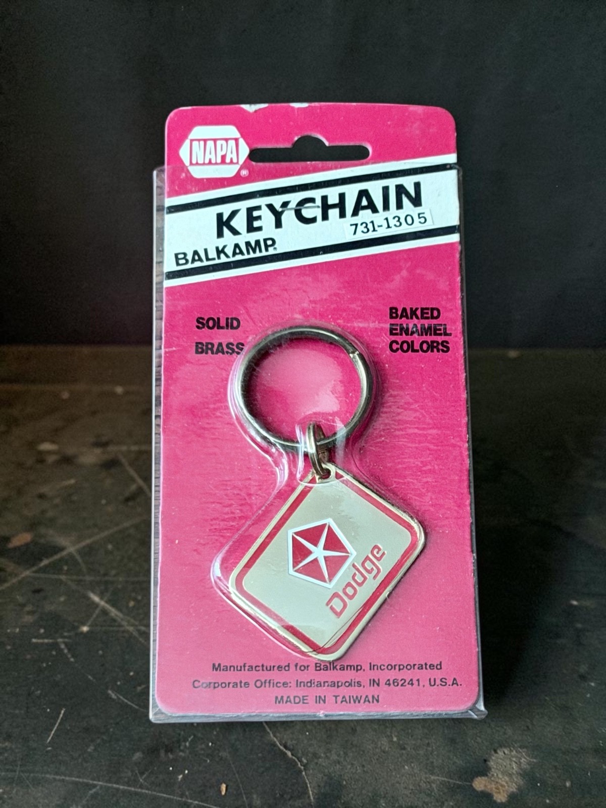 Vintage 90s Dodge Keychain Chrysler Pentastar NAPA Balkamp 731-1305 Brass NOS