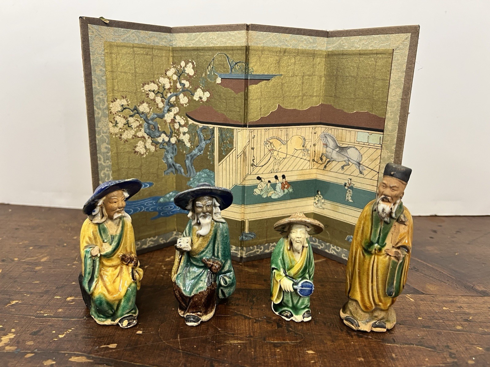 Antique Chinese Mudmen Figurines Set Of 4