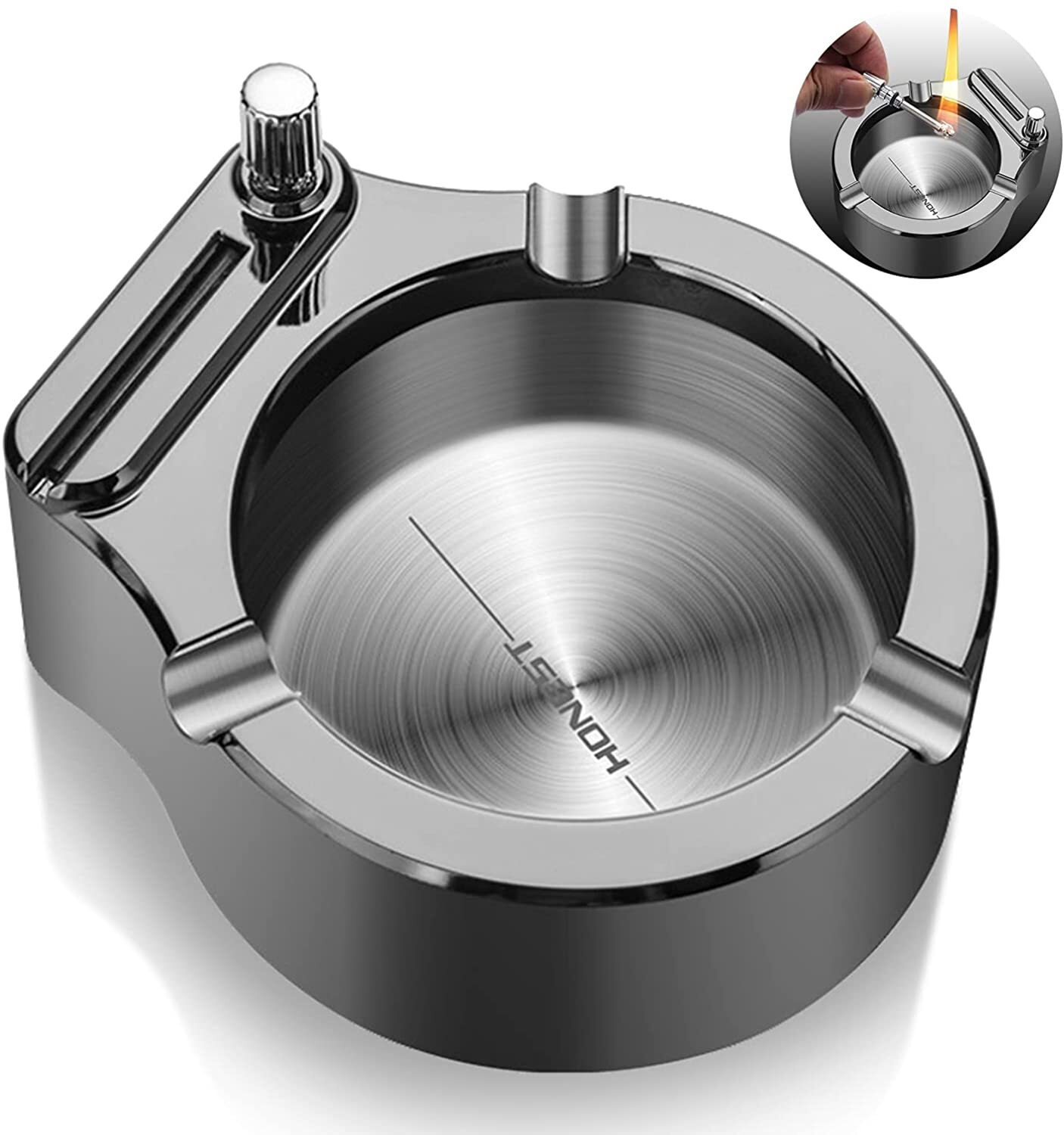 Retro Metal Ashtray Ten Thousand Match Lighter Multifunction Ashtray Collectible