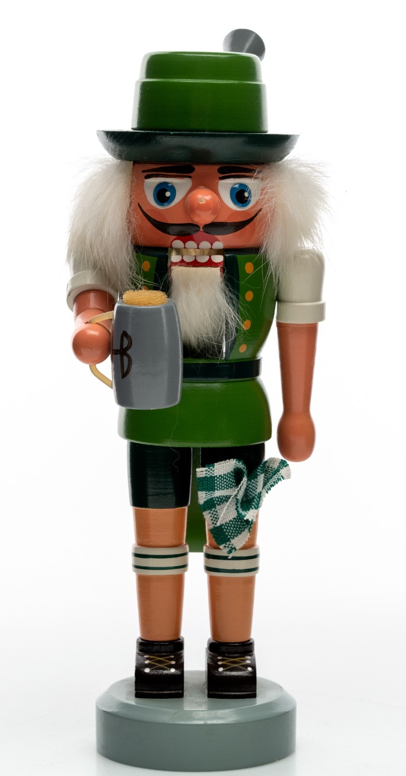 VEB Hodrewa Rothenthal Oktoberfest Beer Holding Nutcracker 8.5in Green Vintage