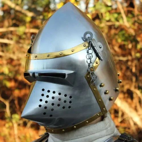 Medieval Hounskull Pig face Bassinet Helmet Stainless Steel Leather Straps Gift