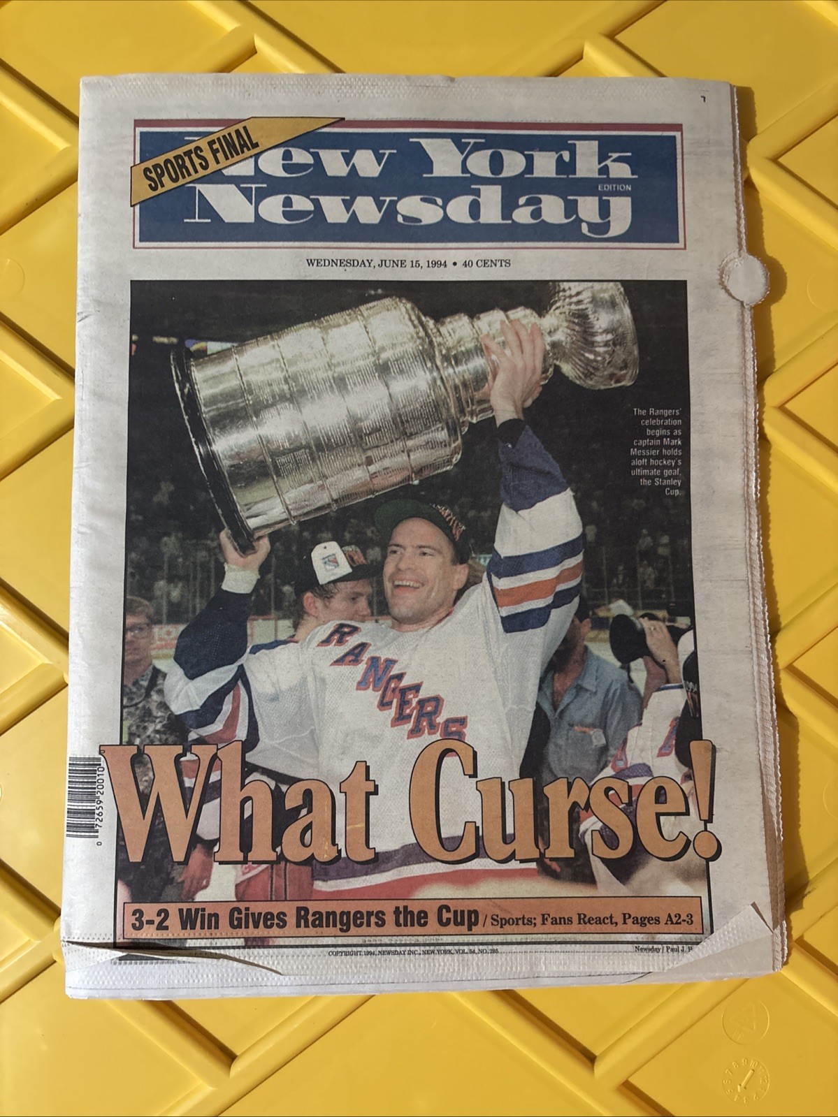 VINTAGE NEWSDAY WEDNESDAY JUNE 15 1994 New York RANGERS What Curse News Paper