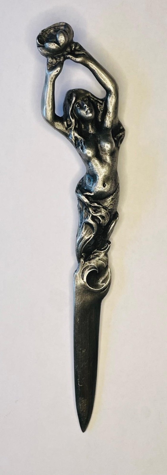 Art Nouveau Beautiful NUDE GODDESS Pewter Mermaid Letter Opener