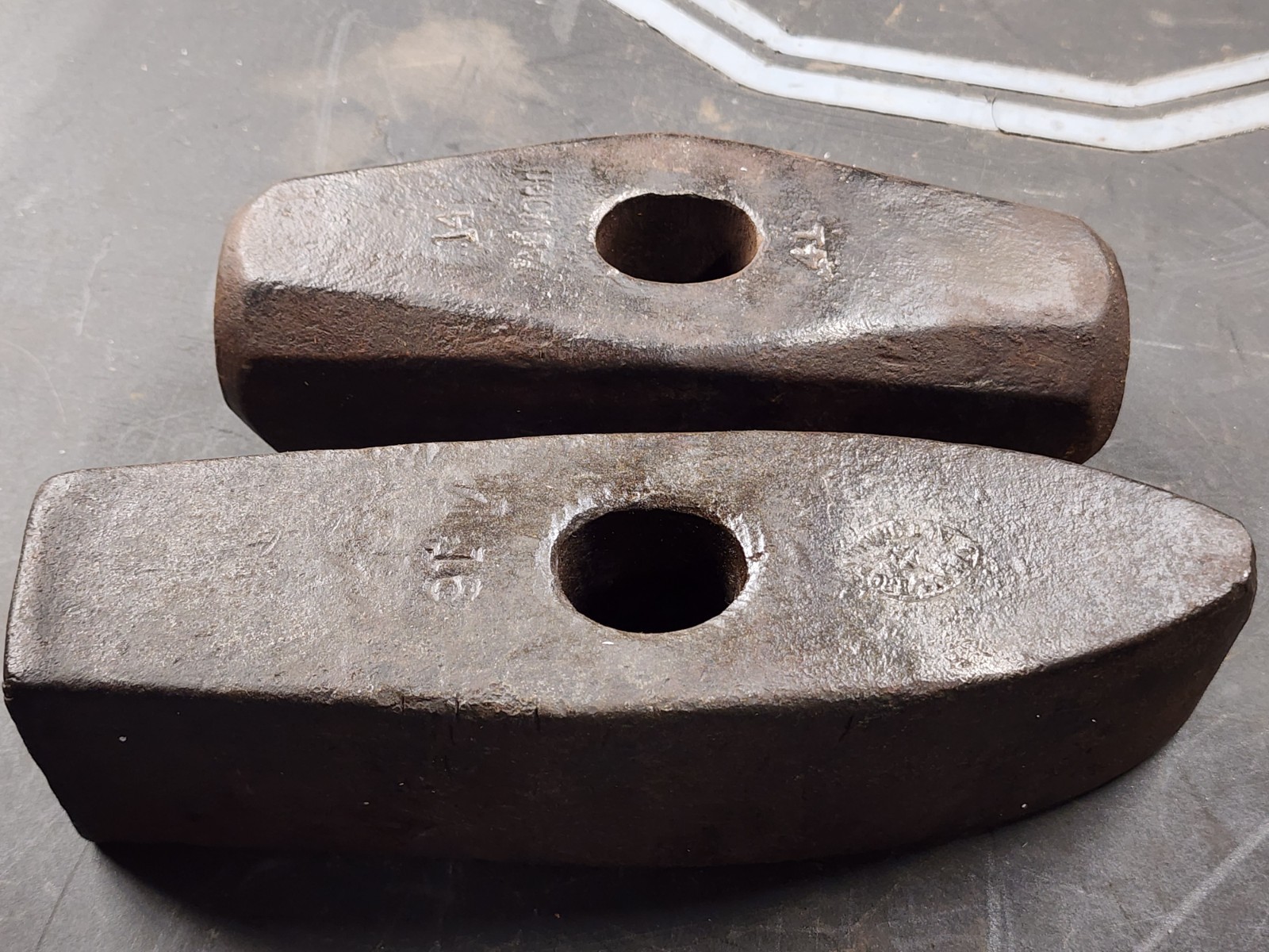 2 Vintage Warwood 14 lb & 16lb Beall Bros.  Sledge Hammer Head Tool Lot NICE