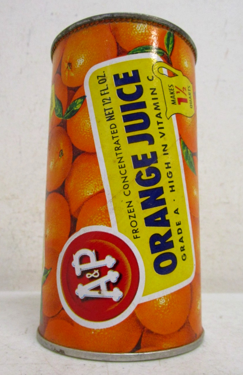 VINTAGE A&P FROZEN CONCENTRATED ORANGE JUICE 12 OZ CAN EMPTY