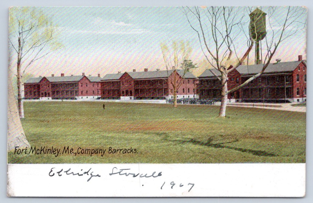 Fort McKinley Maine Company Barracks Soldiers Water Tower Leighton Postcard