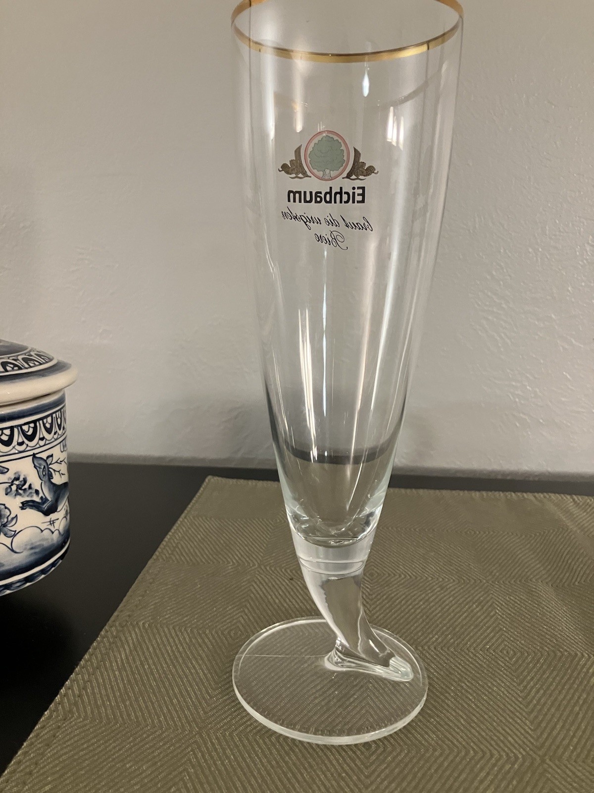 Vintage Eichbaum Footed Beer Glass