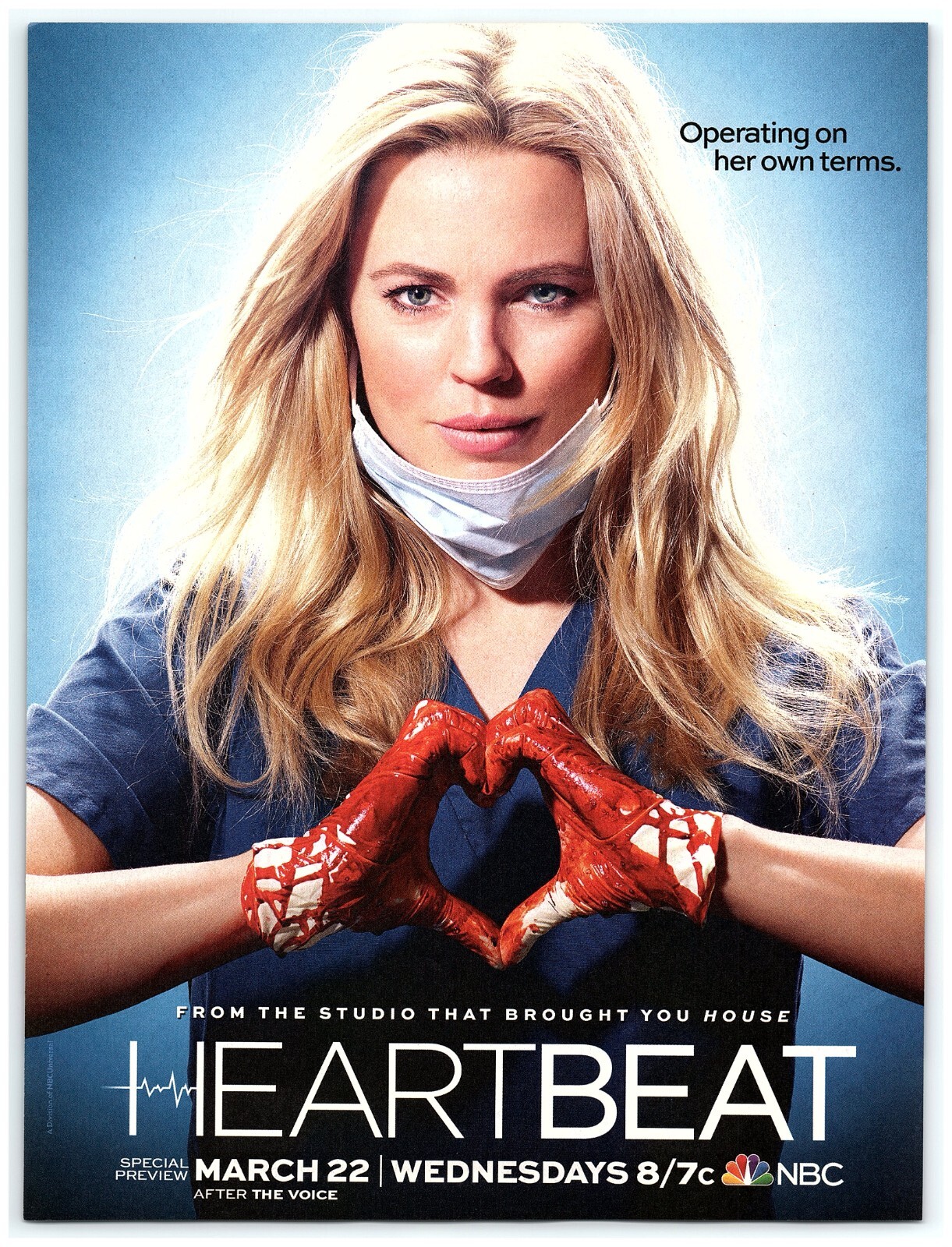 2016 PRINT AD, Heartbeat TV Show Poster Style Melissa George Dr Panttiere Ad