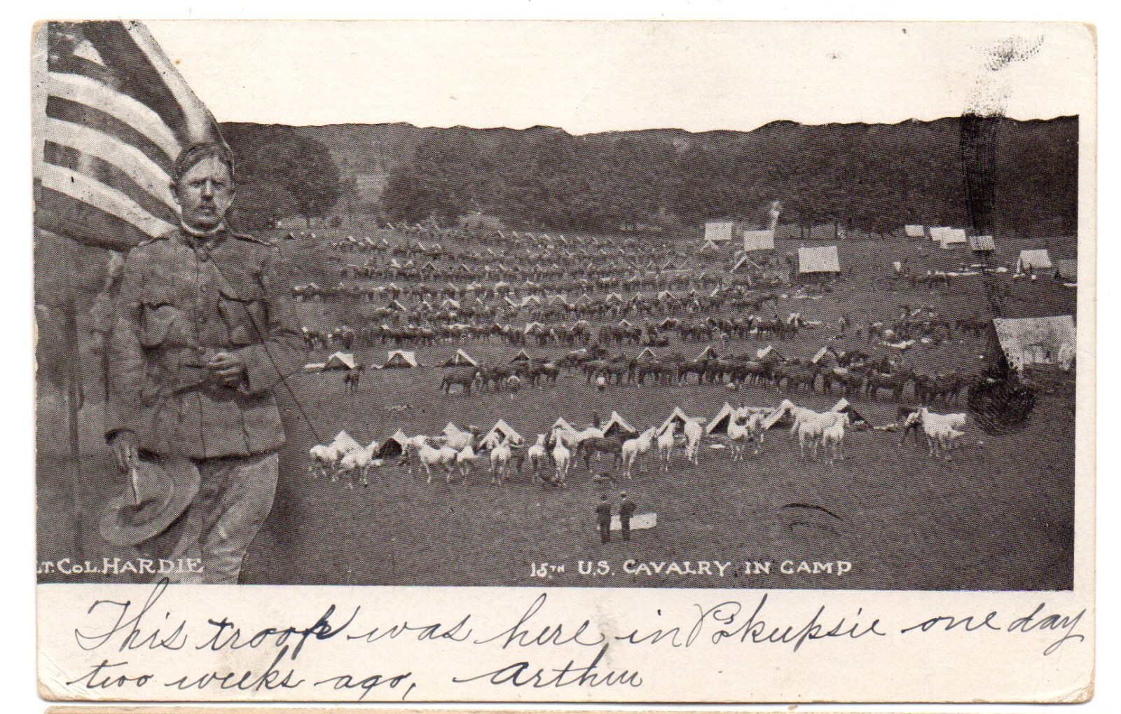 15th US Cavalry Camp Poughkeepsie N Y Lt. Col. Hardie antique 1906 Postcard