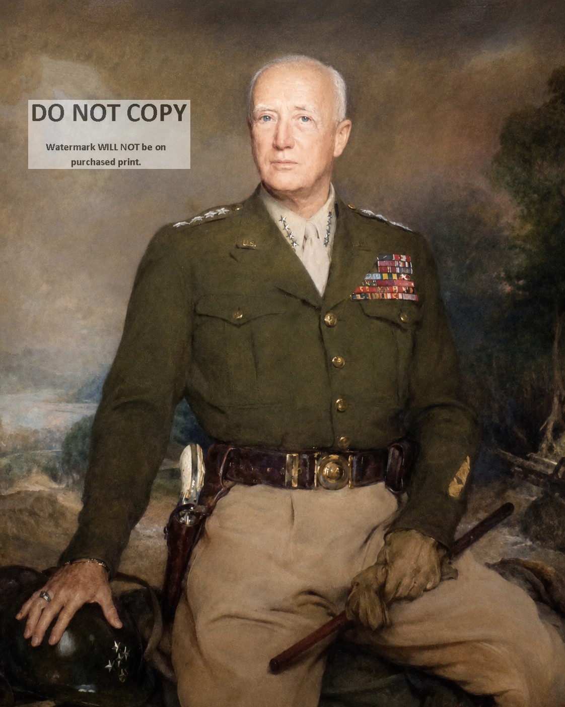 PORTRAIT OF GENERAL GEORGE S. PATTON - 8X10 REPRINT PHOTO (YW-009)