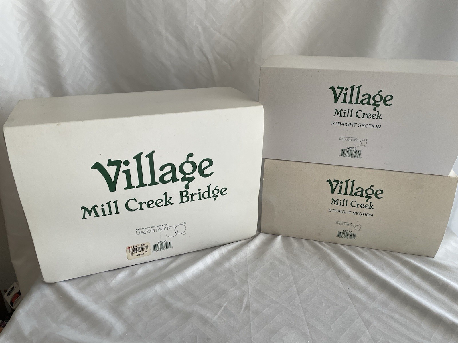 Department 56 Village Mill Creek Bridge & 2 Straight Sections W/Box New