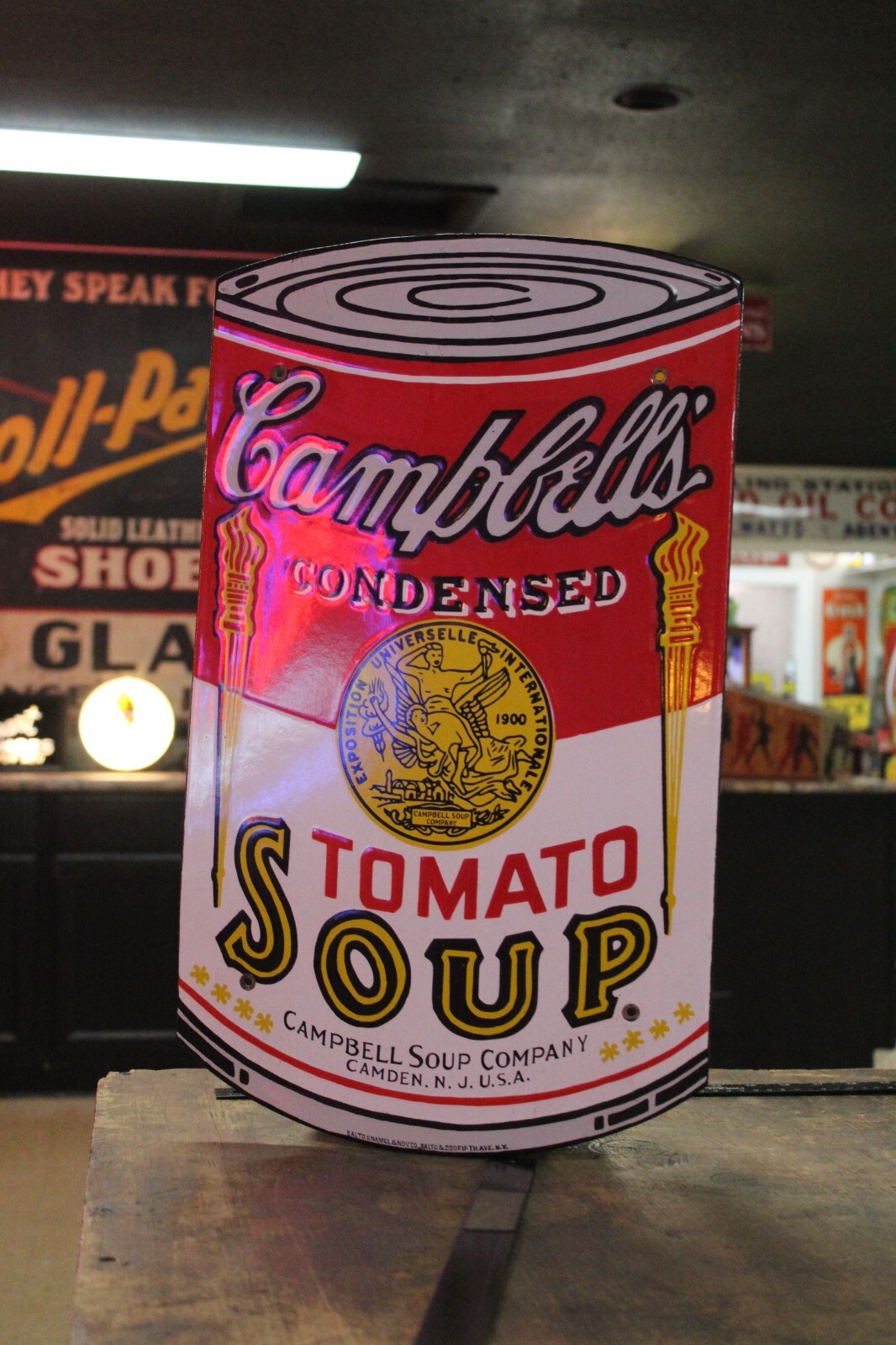 RARE CAMPBELL\'S TOMATO SOUP  DEALER GENERAL STORE PORCELAIN METAL SIGN CAN SODA