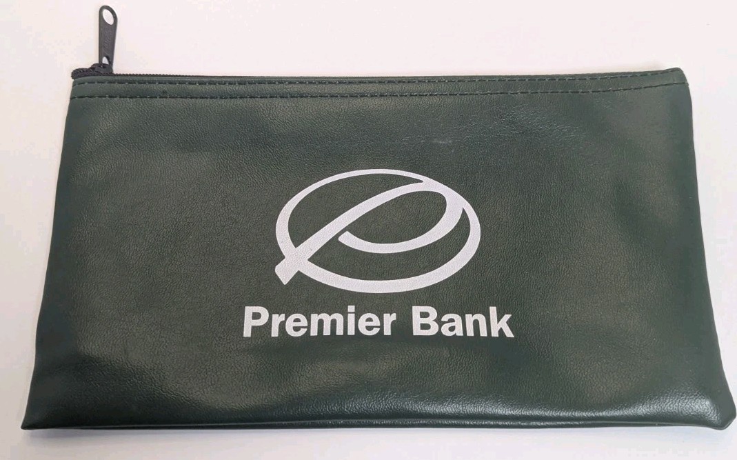 Vintage Bank Deposit Bag Premier Bank Green