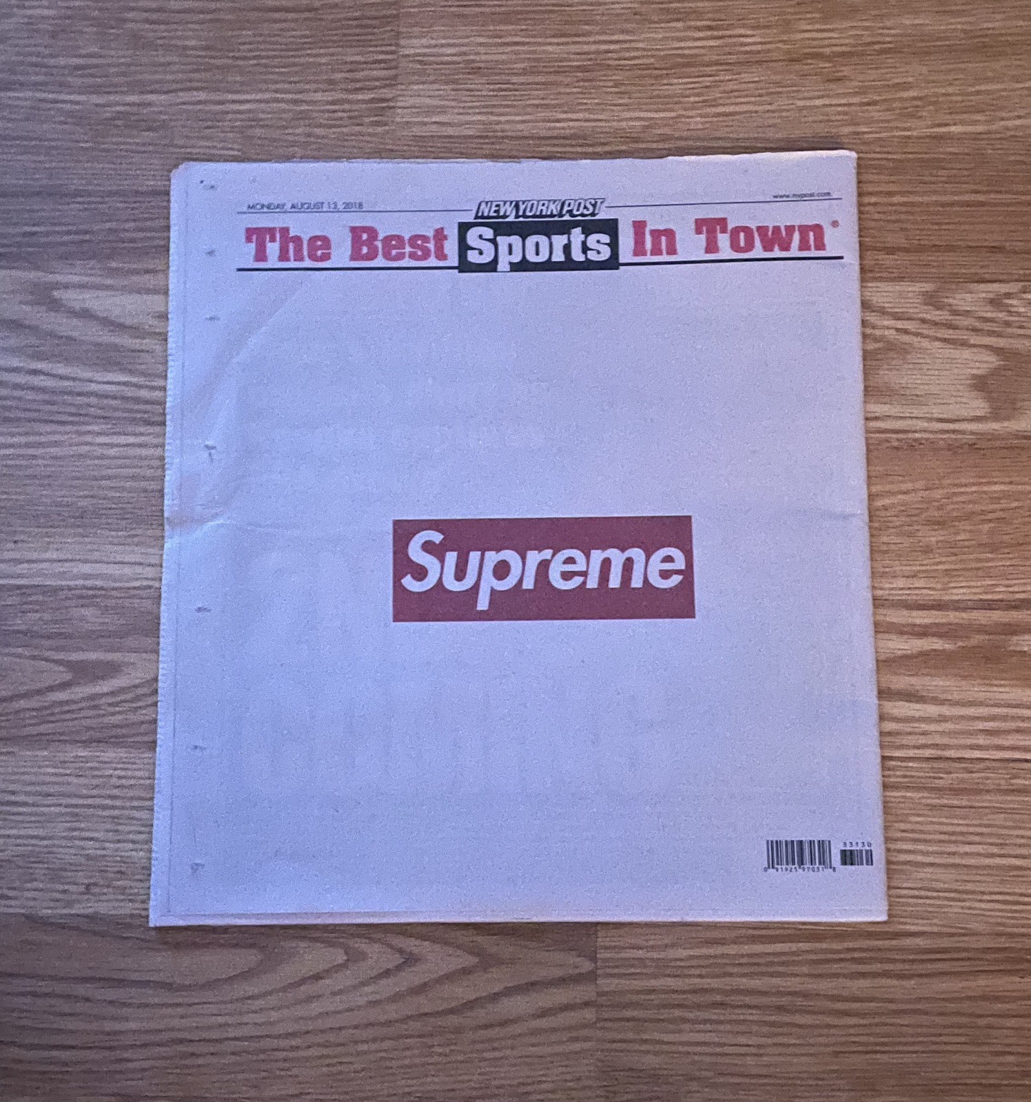 Supreme New York Post Newspaper NYC - August 13 2018 IN HAND bogo Fw18