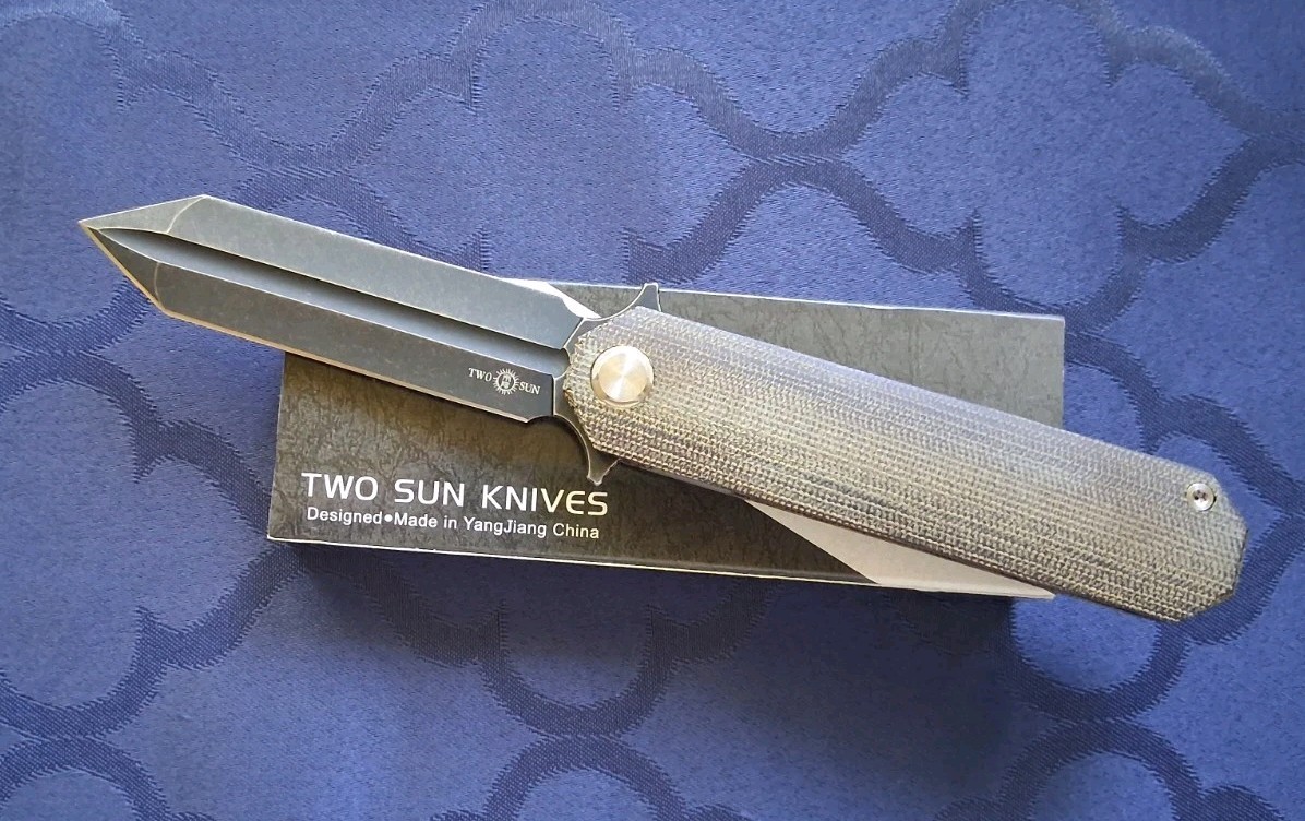 *NEW*🔥 TWO SUN - Folding Knife w/D2 Blade & Micarta Handle  (TS52-D2-Micarta) 