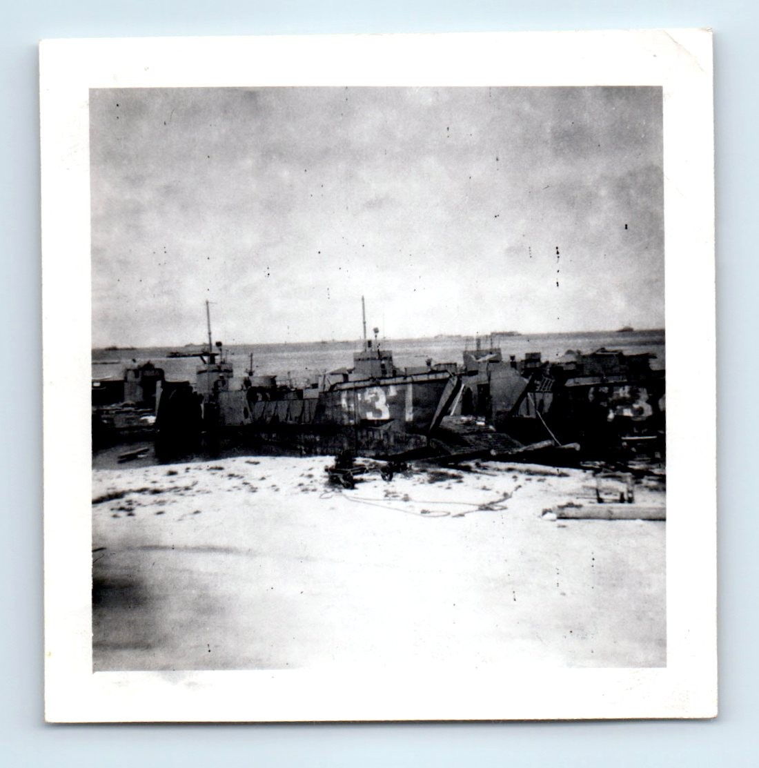 Old Vintage Square Photo USS LST-537 LANDING SHIP TANK LCM CRAFT MECHANIZED