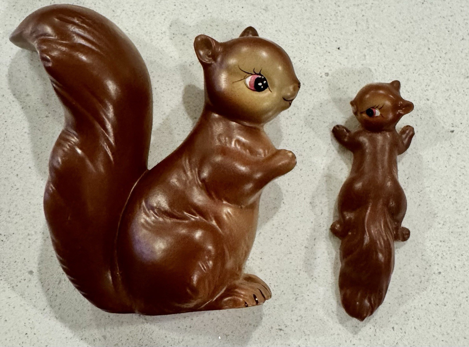 VTG MCM Japan Ceramic Squirrel Family Figurines Hanging Wall Decor Mid Century