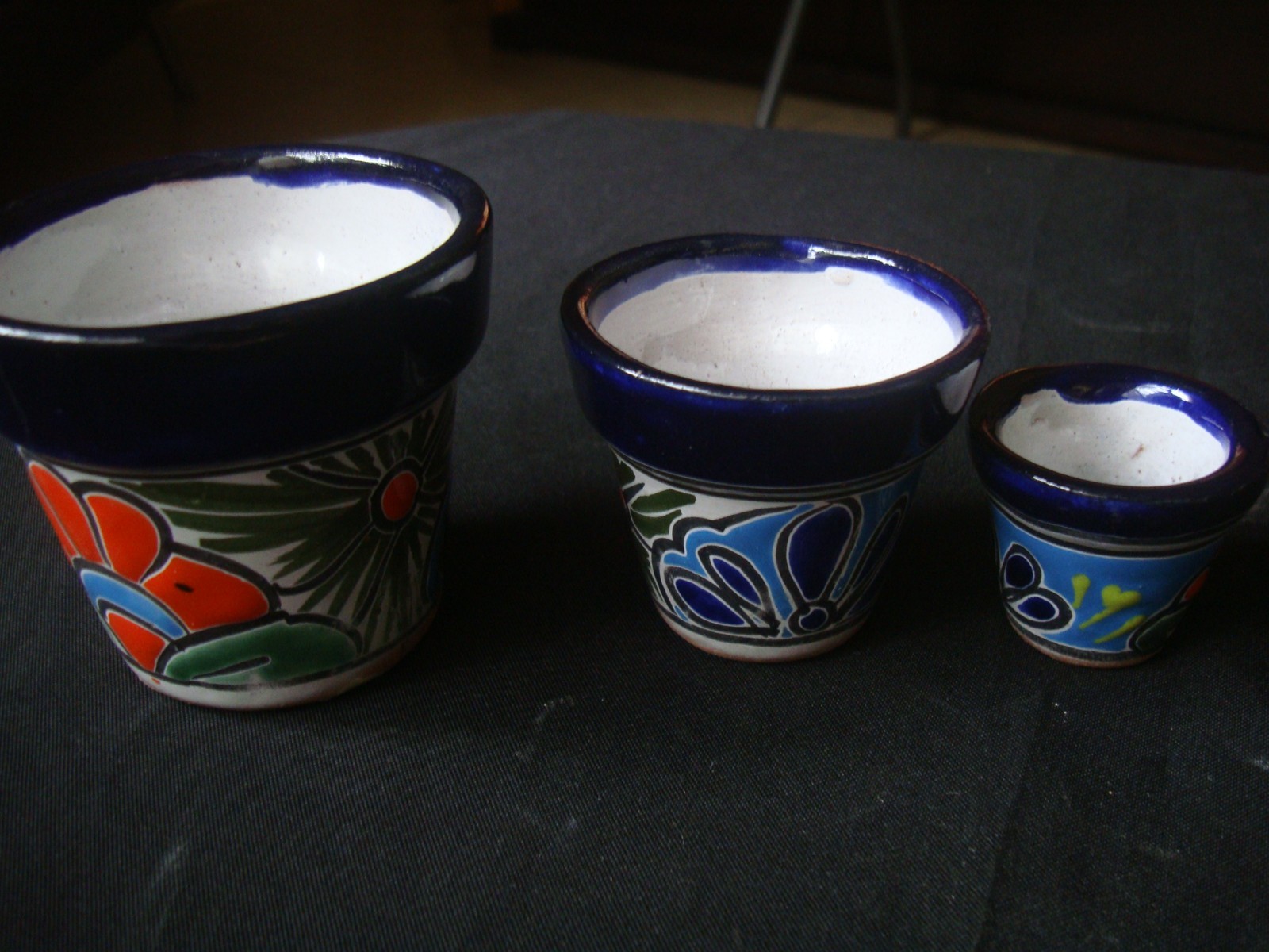 Set of 3 Mexican Talavera pottery art Planters Garden decore Kitchen Art