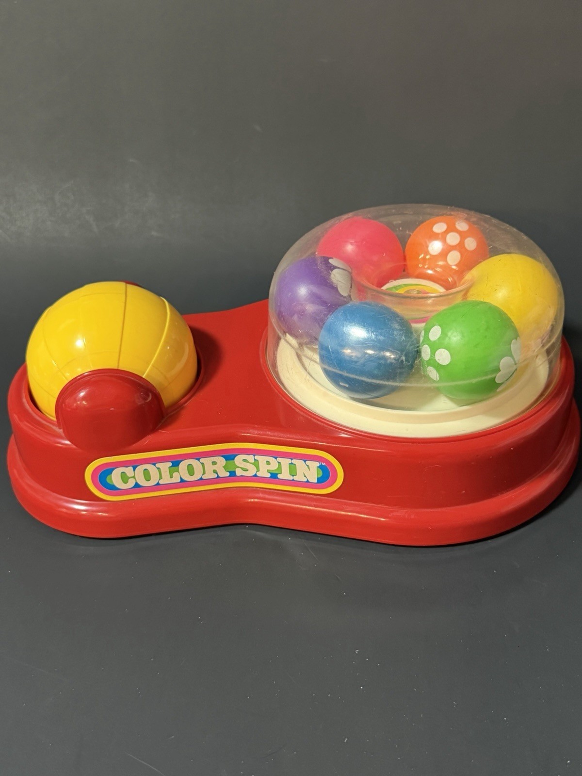 Vintage 1986 Mattel Color Spin Ball Toy Baby Kid Toy Red Non Disney Version
