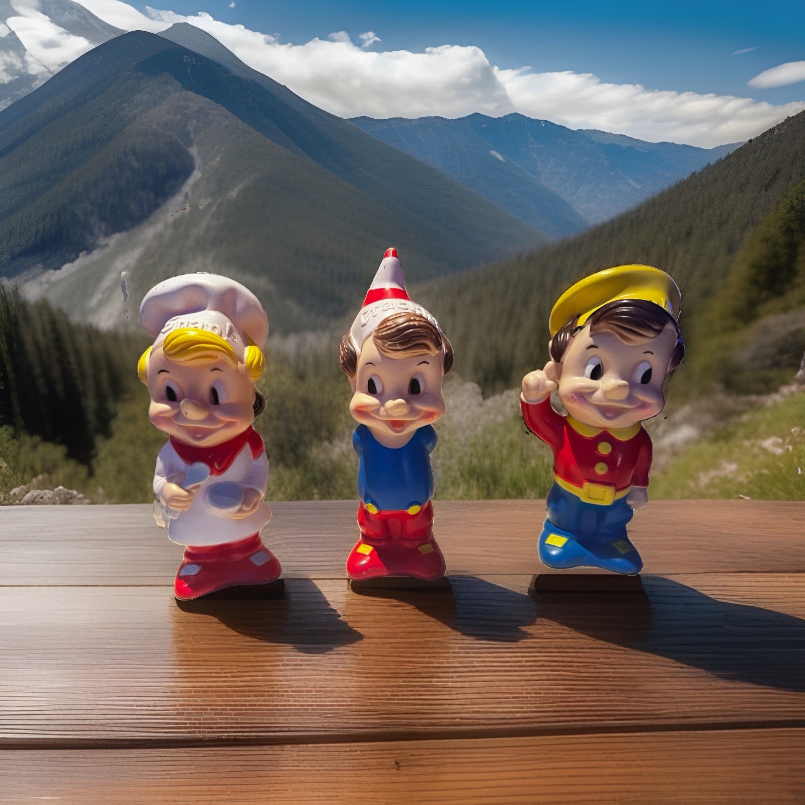 Vintage 1970s Kellogg’s Snap Crackle Pop 8” Vinyl Figure Set Rice Krispies