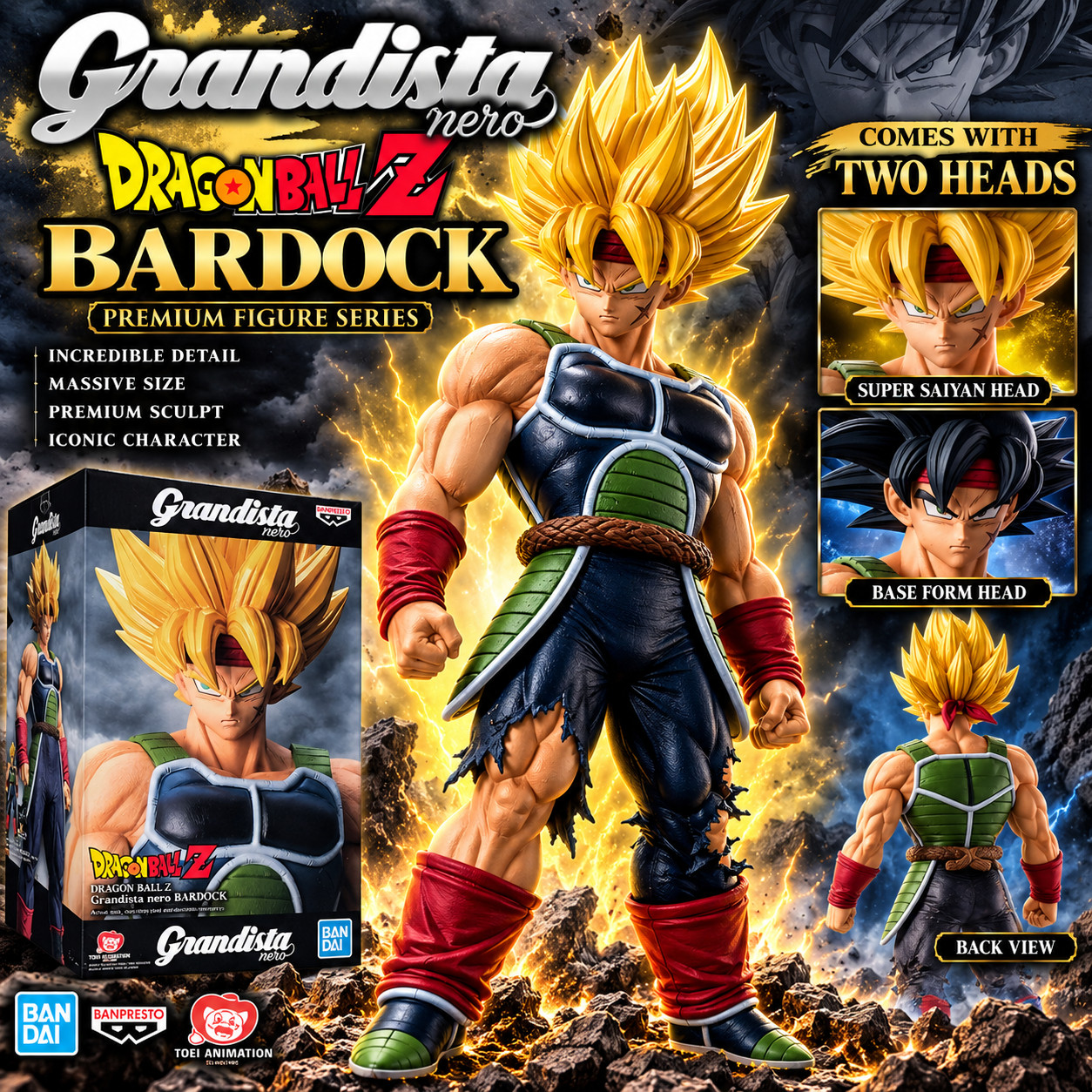 Dragon Ball Z Bardock Grandista Nero Banpresto Figure With Two Heads