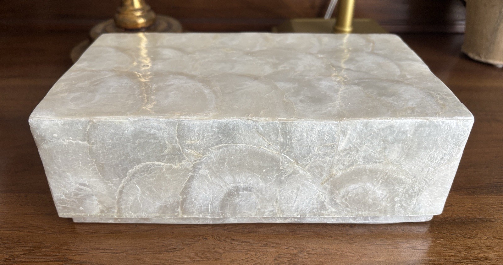 Capiz Shell Lidded Trinket Decorative Storage Box Jewelry Pearl Coastal Decor