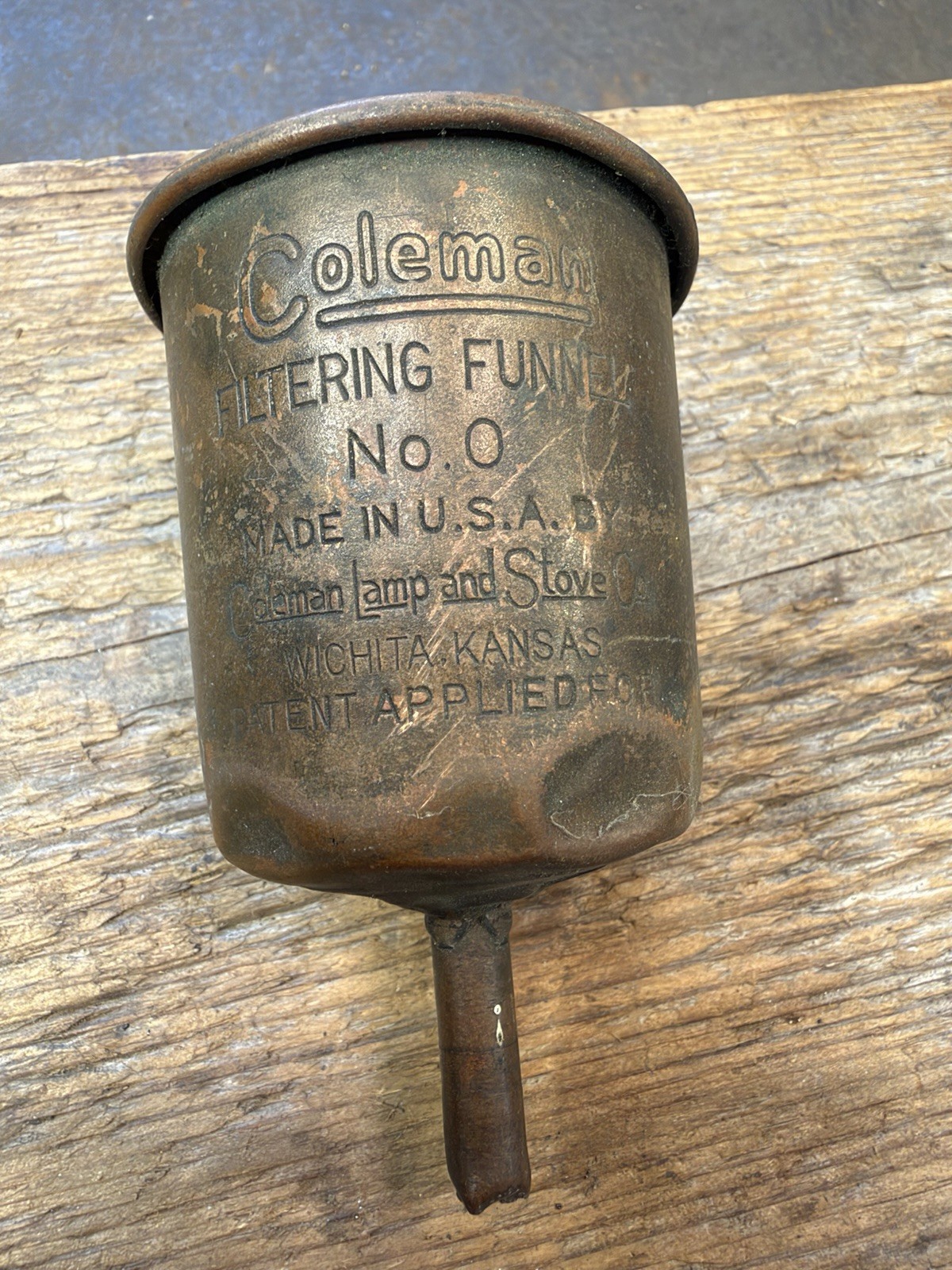Antique Coleman Lamp And Stove Copper Funnel, Wichita Kansas