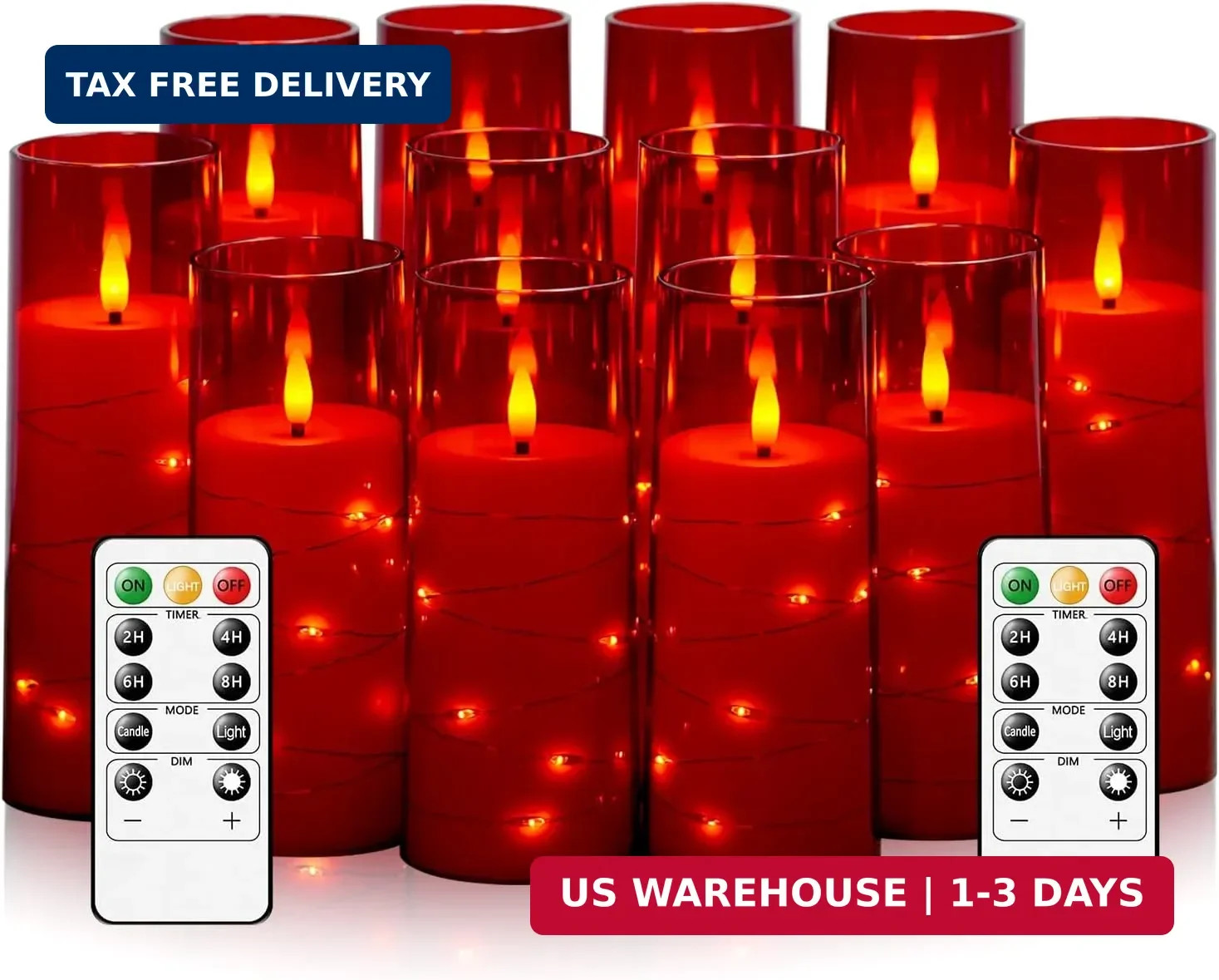 Sasigeiaa Flameless Candles with Embedded Star String - Battery Operated LED Can