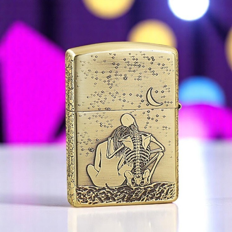 Zippo Armor Lighter Carved Until Death Pure Copper Gothic