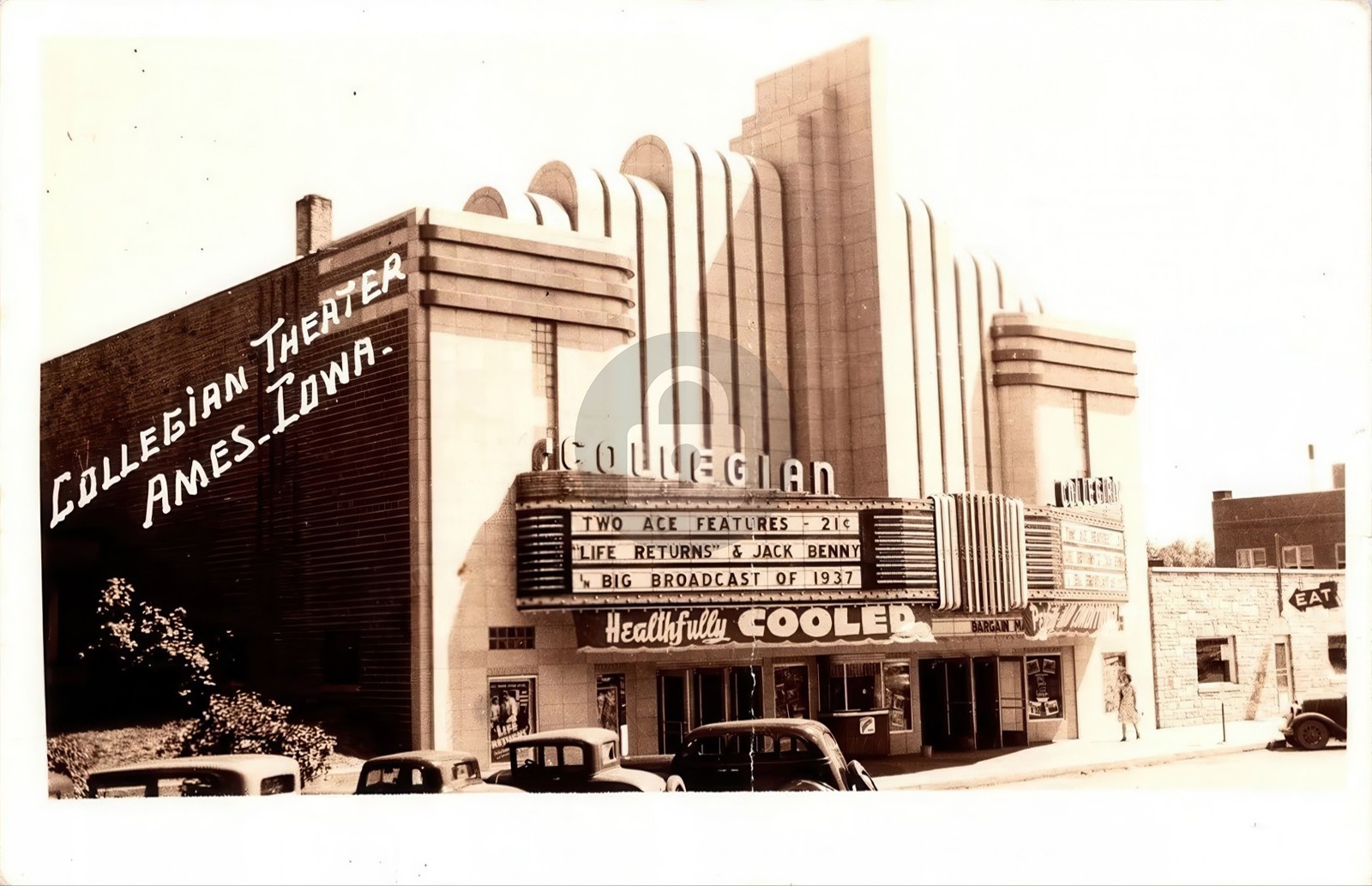 c1930s Ames Iowa Art Deco Collegian Theatre RPPC Photo Postcard COPY