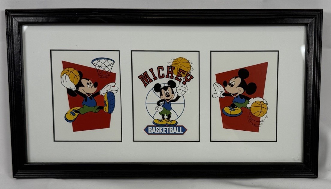Vintage Disney Mickey Mouse Sports Basketball Framed Photos Michael Alan Design