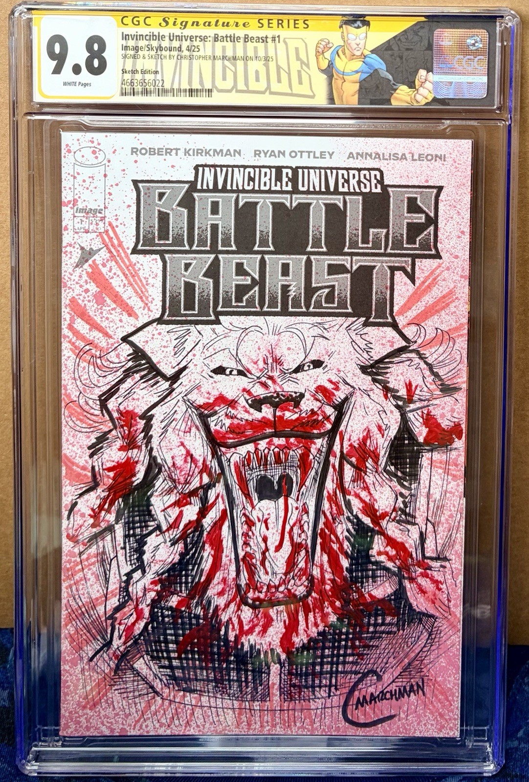 Invincible Universe: Battle Beast #1 Colored Sketch CGC 9.8 Chris Marchman 1/1