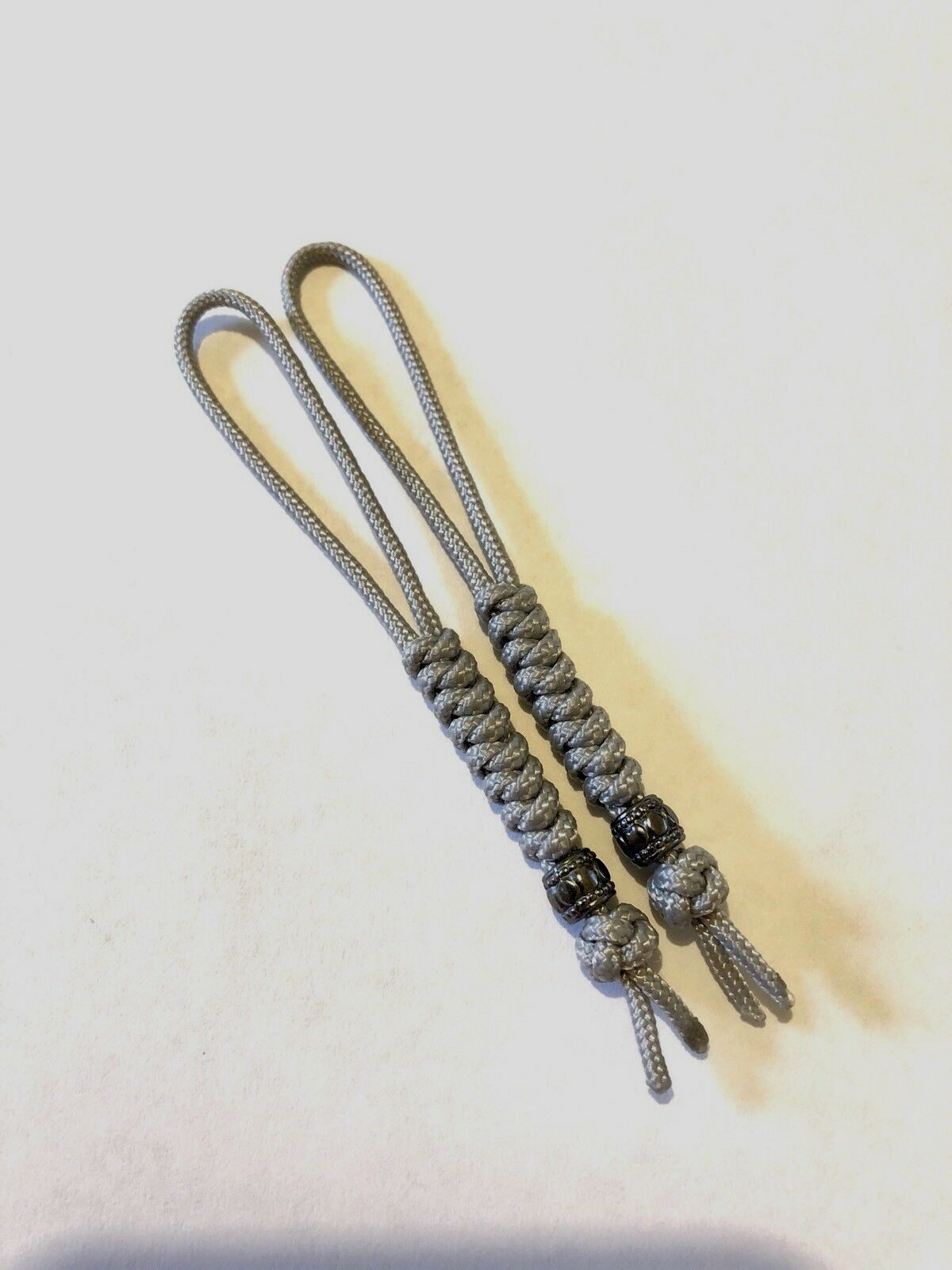 95 Paracord Micro Knife Lanyard 2pk, Light Gray Cord Snake Knot With Metal Bead