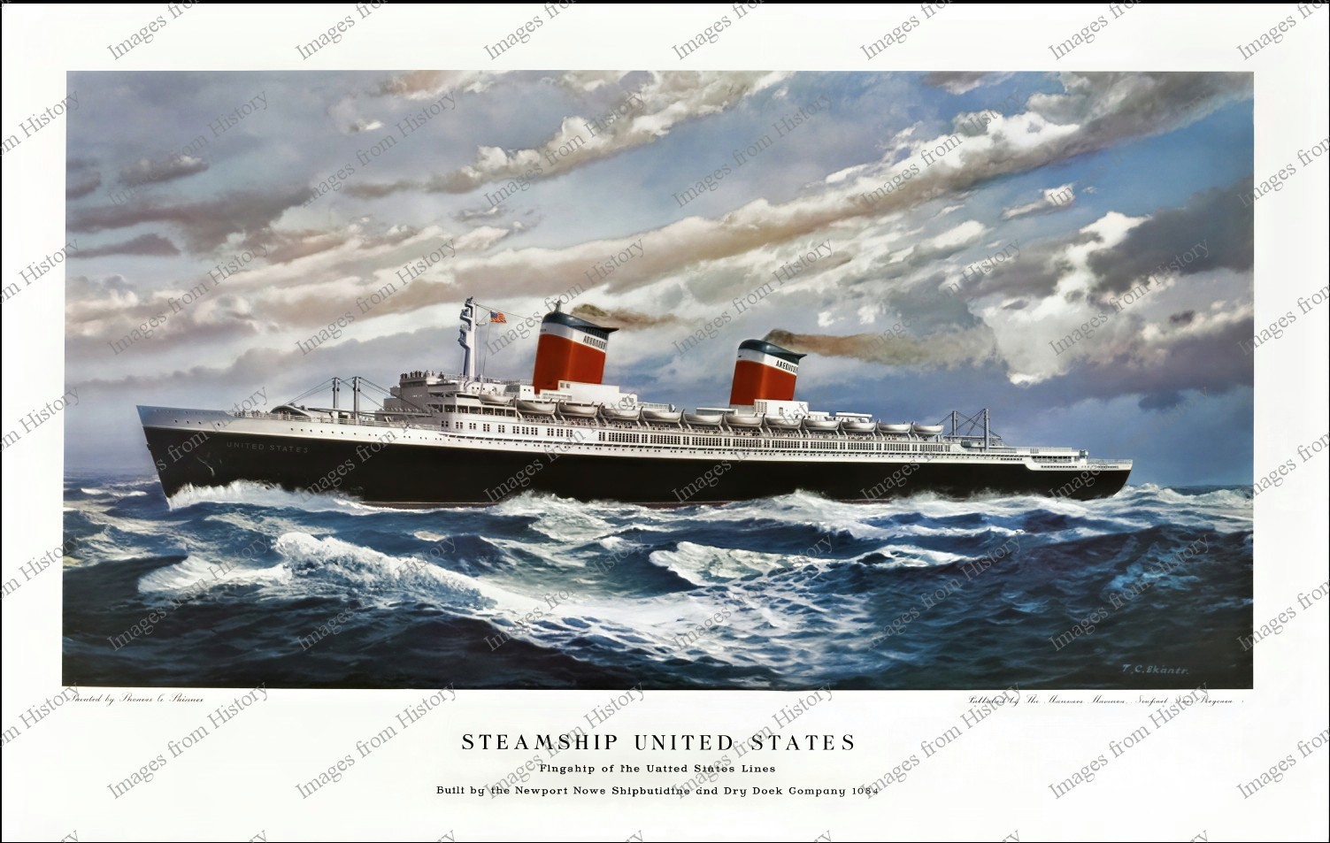 8x10 Print Steamship SS United States Largest Ocean Liner Constructed in USA #SS