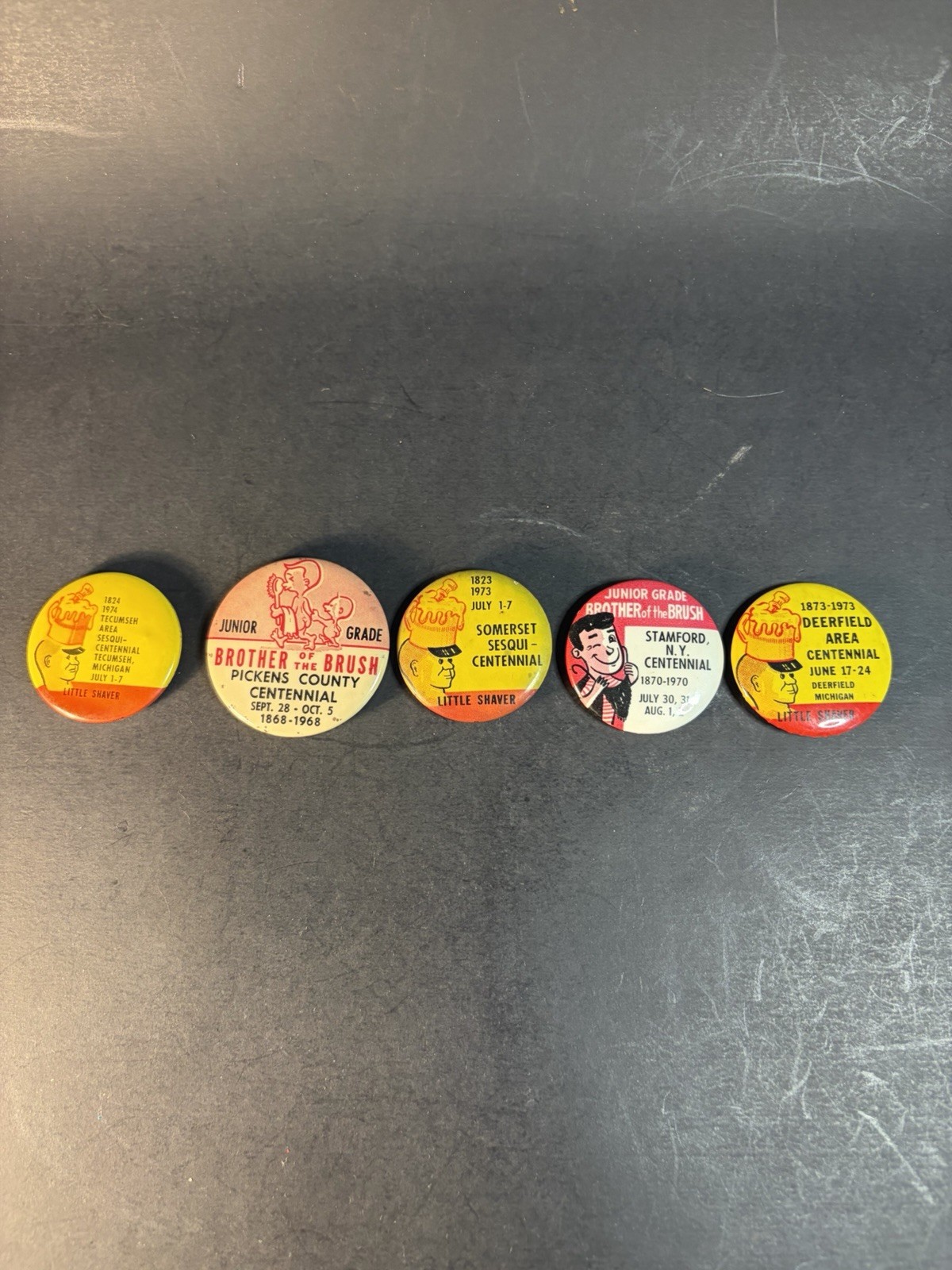 5 Vintage Junior Shaving Permits Brother Of The Brush Town Fair Pinback Buttons