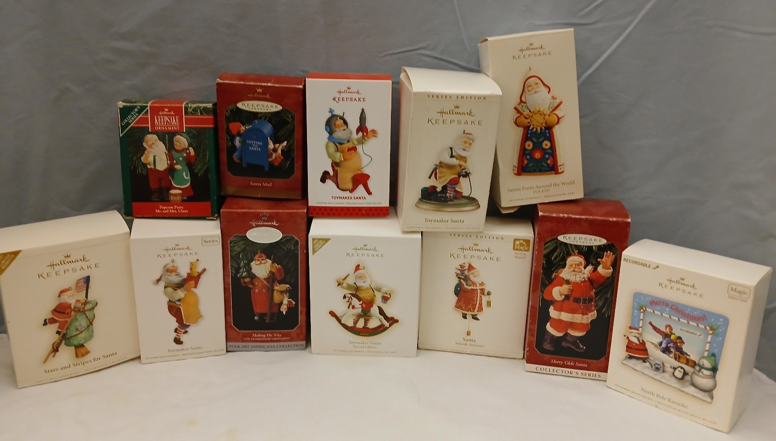 12 Vintage Santa Hallmark Keepsake ornaments lot