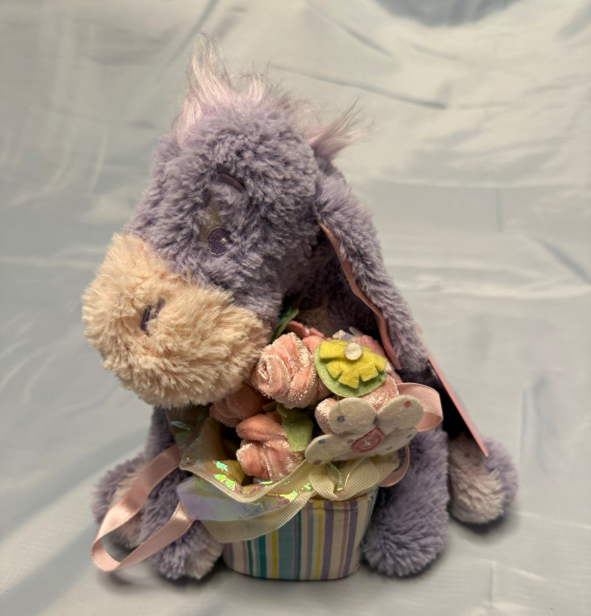Mint Condition Vintage Disney Store Eeyore Plush Soft Toy with Flower Basket