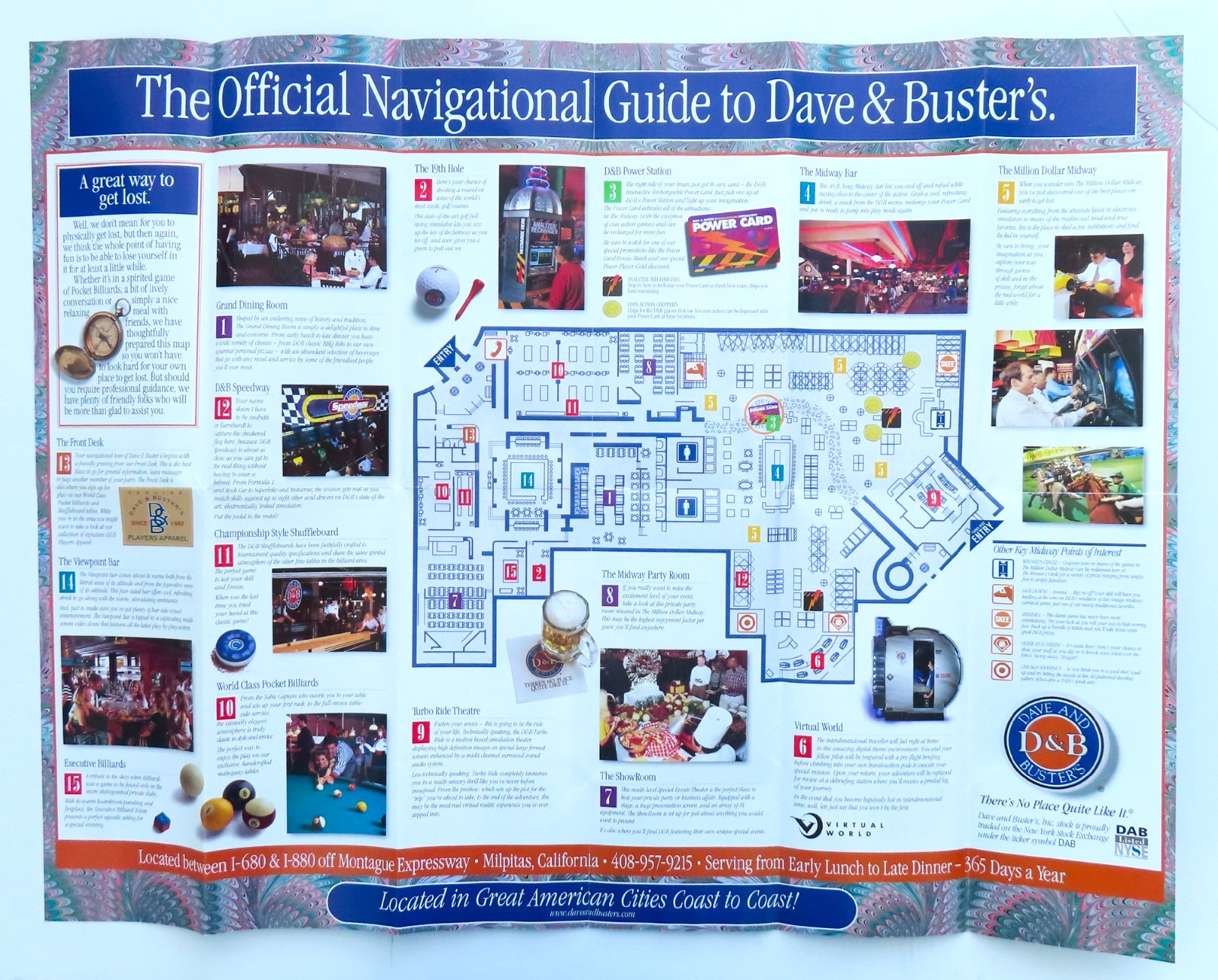Dave & Busters Milpitas Guide Map Vintage California Great Mall Bay Area Travel