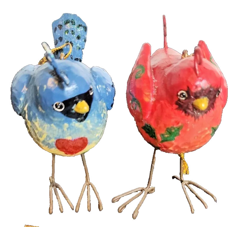 Red Bird And Blue Bird Christmas Ornament Set of 2 (T162)
